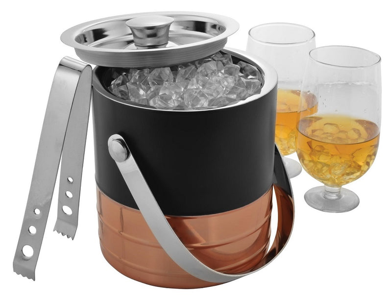 Ice Bucket & Tong - Copper & Black Matte