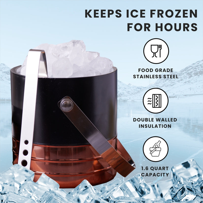 Ice Bucket & Tong - Copper & Black Matte