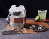Ice Bucket & Tong - Hammered Copper & Shiny