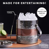 Ice Bucket & Tong - Hammered Copper & Shiny