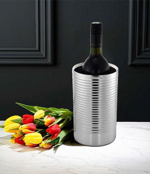 Ribbed & Shiny Double Wall Straight Wine Cooler