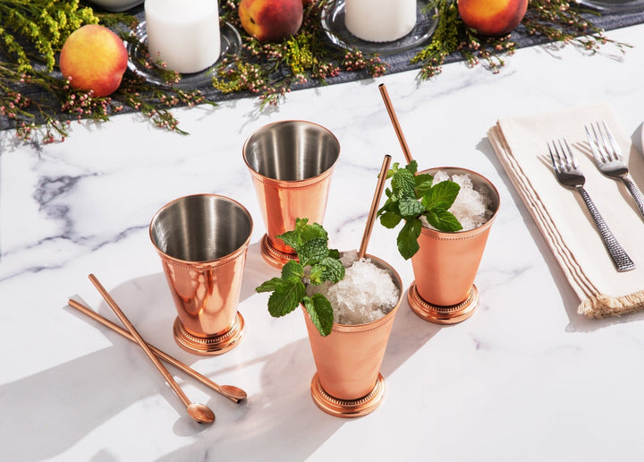 Mint Julep Cups and Moscow Mule Bundle Gift Set - 16 Piece Set