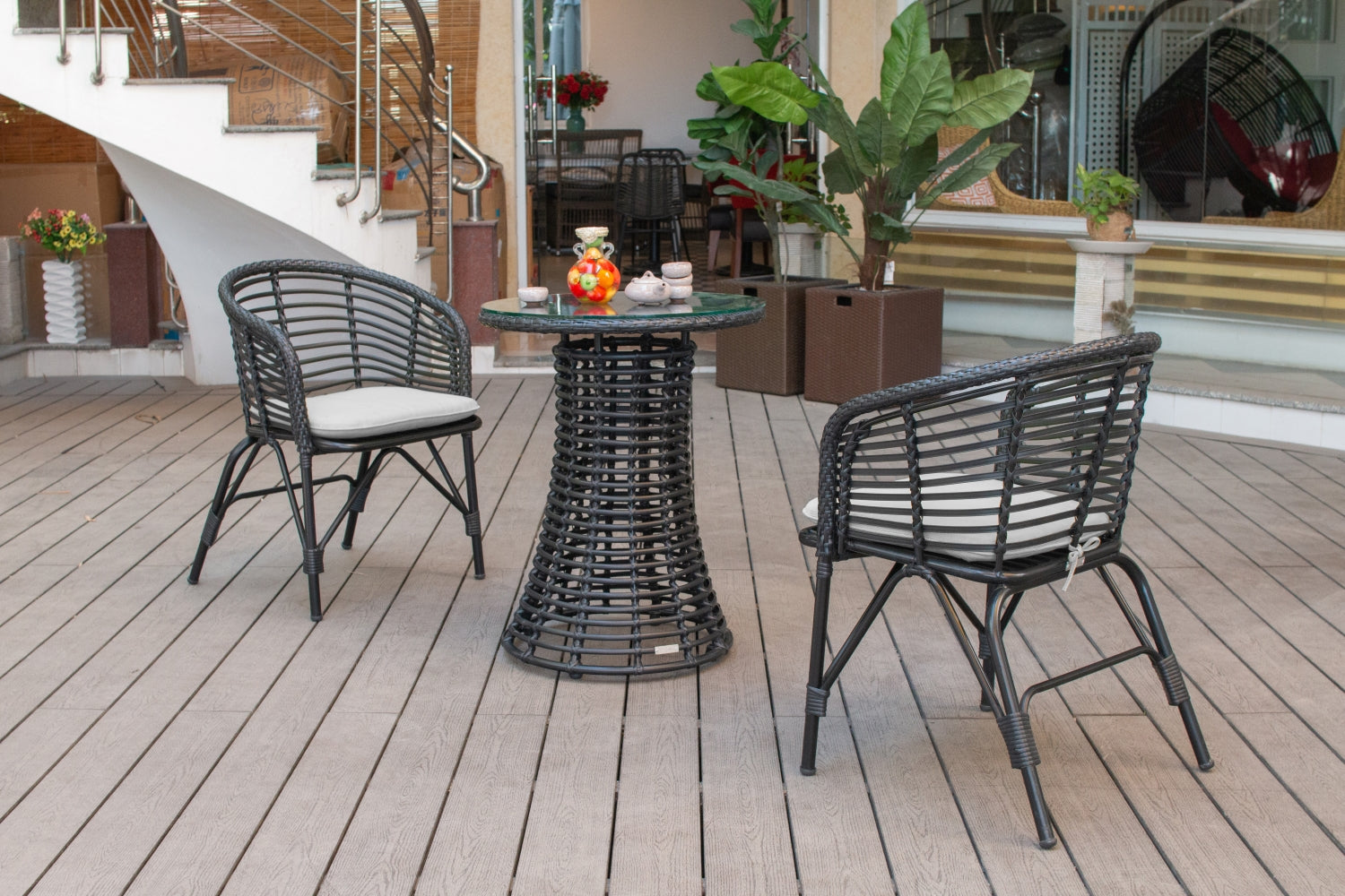 Mocha 3 Piece Patio Bistro Set Brown EnvelorHome