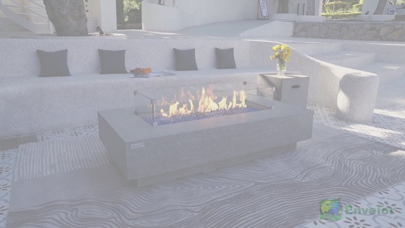 Monte Carlo Outdoor Light Grey Fire Pit Table - Select Fuel Type