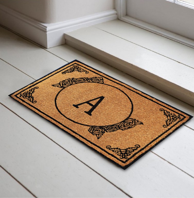 Monogrammed Letter Handwoven Coir Welcome Doormat
