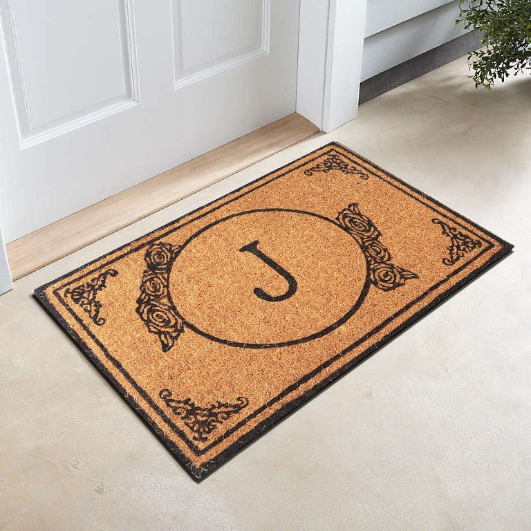 Monogrammed Letter Handwoven Coir Welcome Doormat