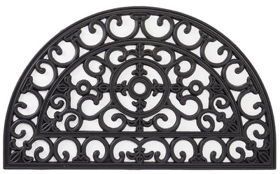 Filigree Rubber Scraper Doormat, Floor Door Mat in Black Rubber