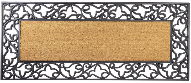 Floral Welcome Wrought Iron Rubber Coir Doormat