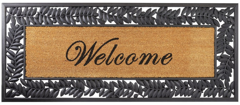 Leaves Welcome Wrought Iron Rubber Coir Doormat