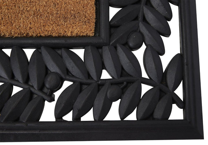 Leaves Welcome Wrought Iron Rubber Coir Doormat