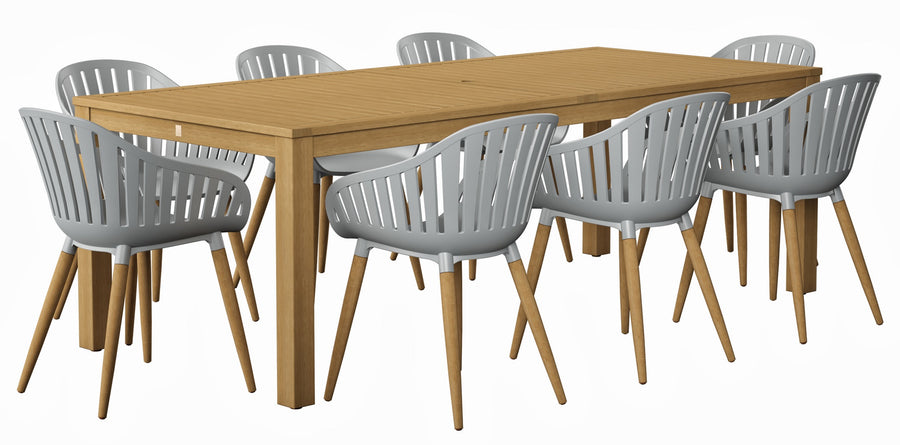 Alama 9-Piece Teak Wood Patio Dining Set
