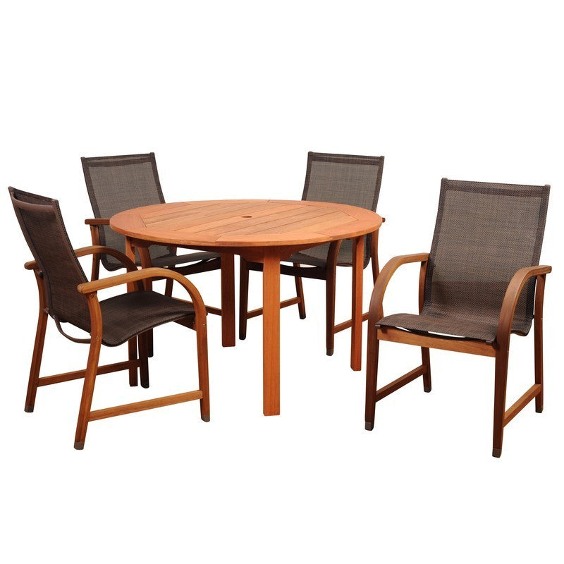 Bahamas 5 Piece Ecualyptus Round Dining Set