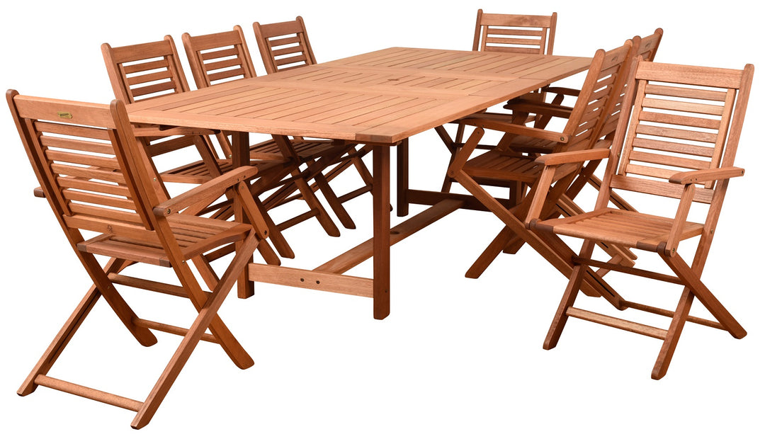 Brandon 9 Piece Eucalyptus Wood Patio Dining Set