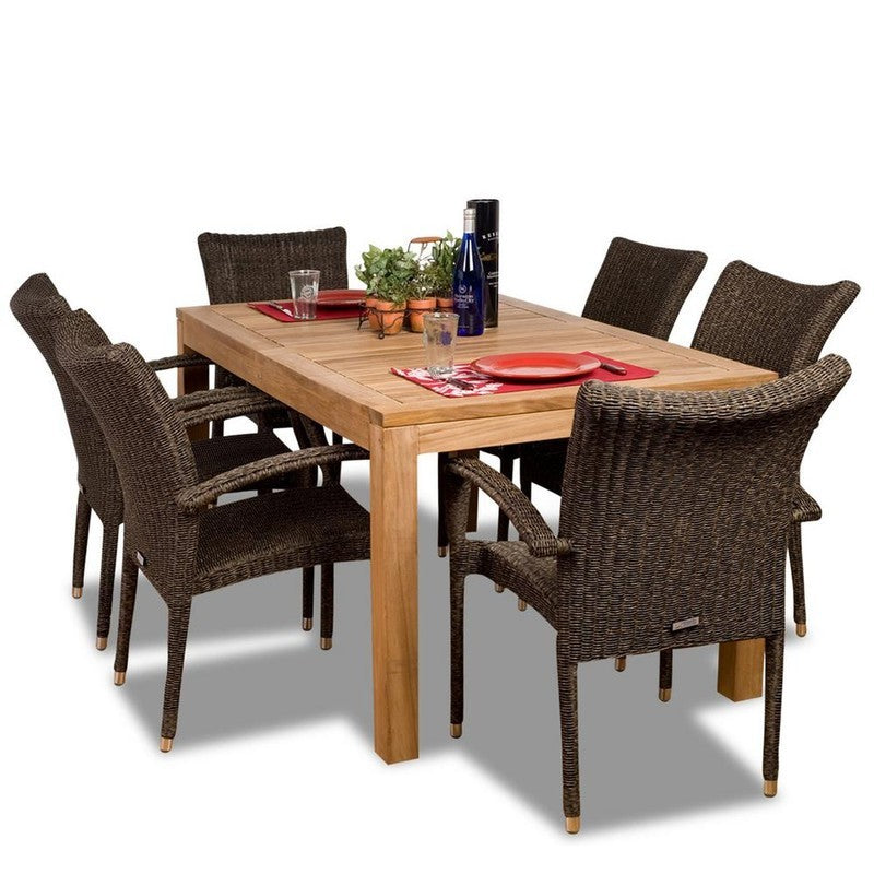 Brussels 7 PieceTeak / Wicker Patio Dining Set