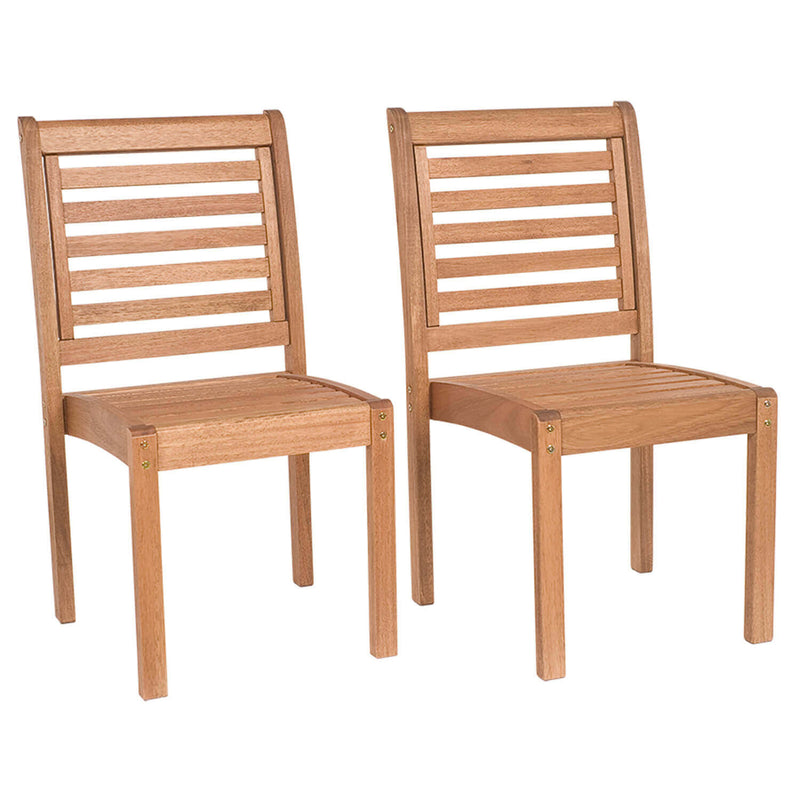 Wooden Armchair 2 Piece Stackable Wood Chair Set