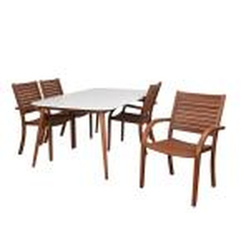 Charlotte 5 Piece Patio Dining Set, White