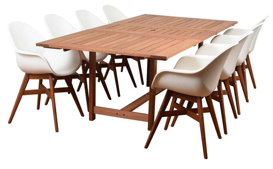 Charlotte 9 Extendable Eucalyptus Wood Patio Dining Set