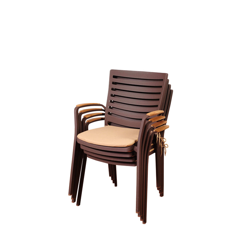 Clemente 4 Piece Teak/ Cast AluminumStackable Armchair Set