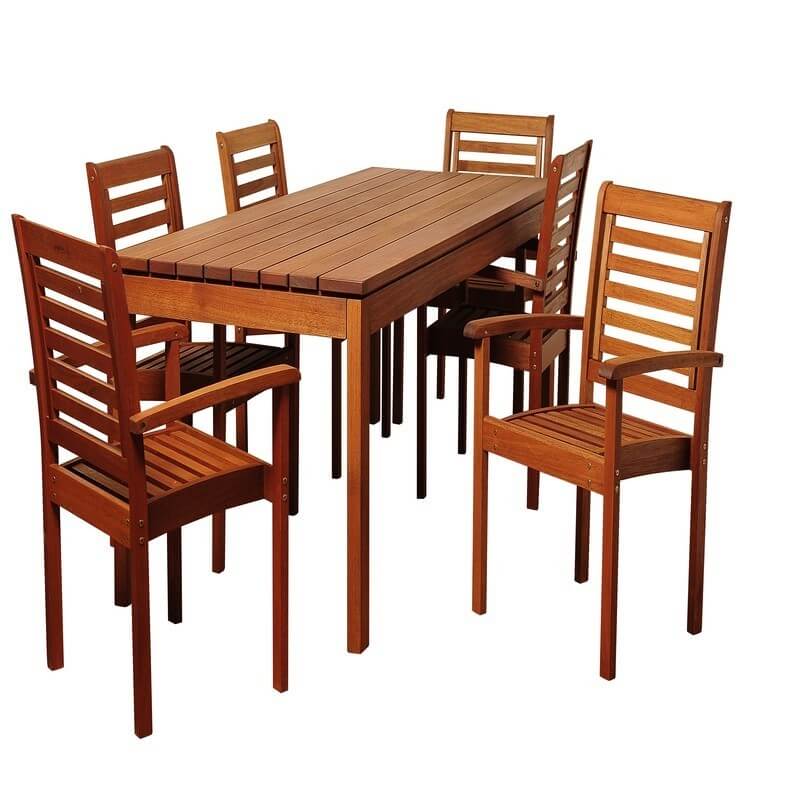 Emerson 7 Piece Eucalyptus Patio Dining Set Envelor Home EnvelorHome