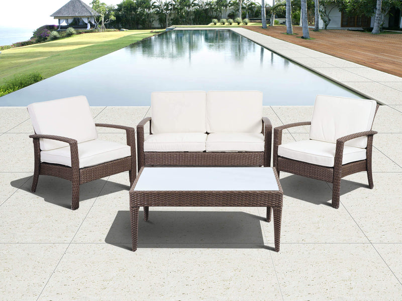 Florida Brown 4 Piece Wicker Conversation Set