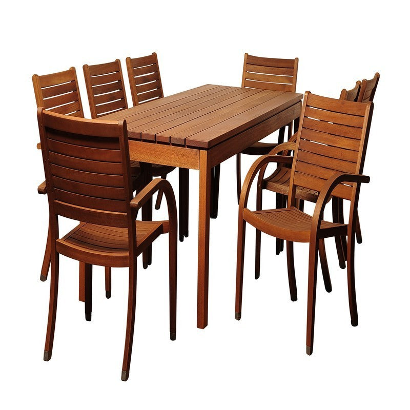 Freeman 9 Piece Eucalyptus Patio Dining Set