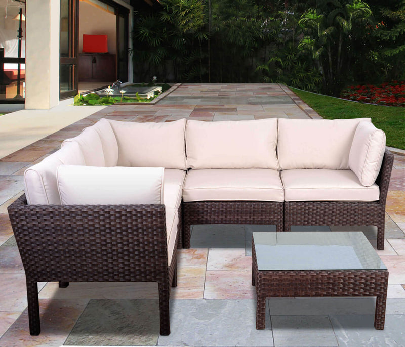 Infinity Dark Brown 6 Piece Wicker Patio Conversation Set