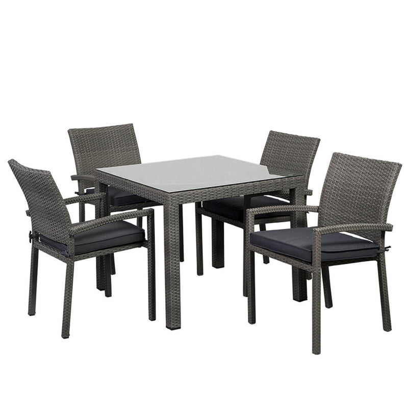 Liberty Square 5 Piece Stackable Armchair Grey Dining Set