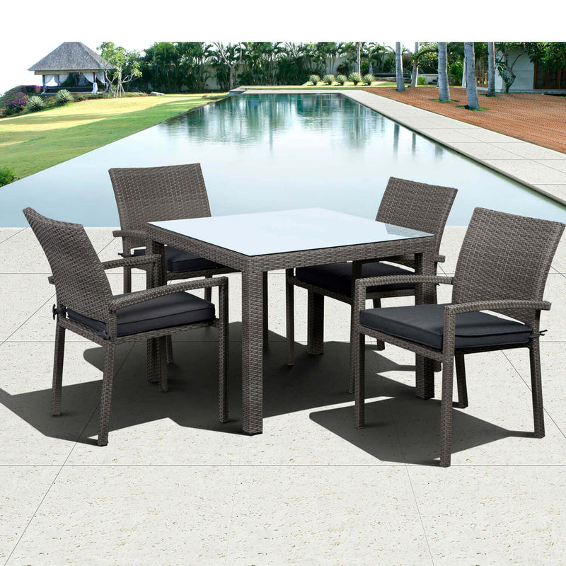 Liberty Square 5 Piece Stackable Armchair Grey Dining Set