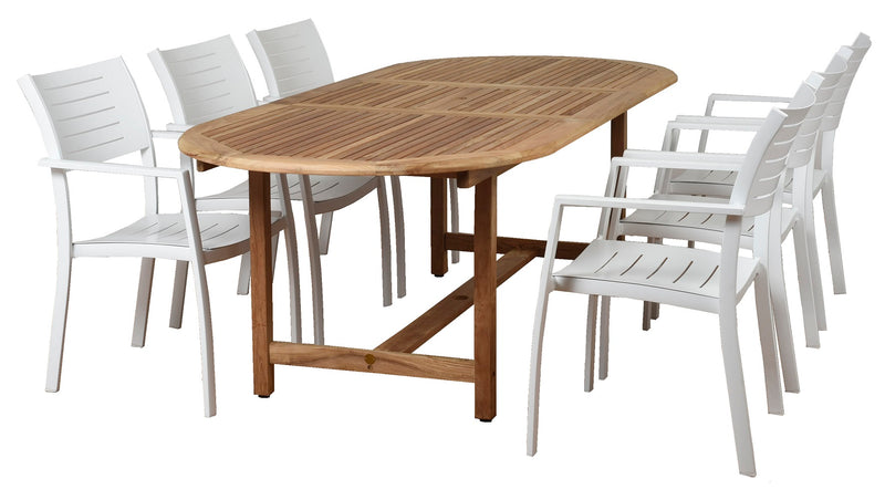 Teak Noordam 7 Piece Teak Wood Oval Patio Dining Set