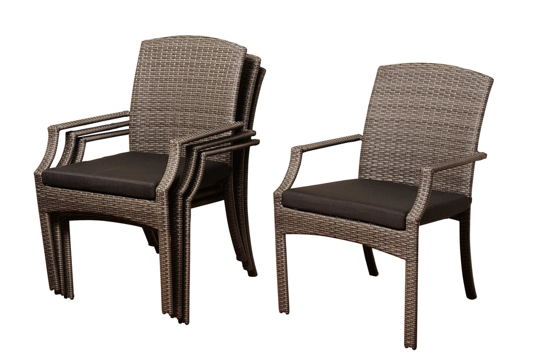 Rolland 4 Piece Grey Synthetic Wicker Stackable Armchair Set