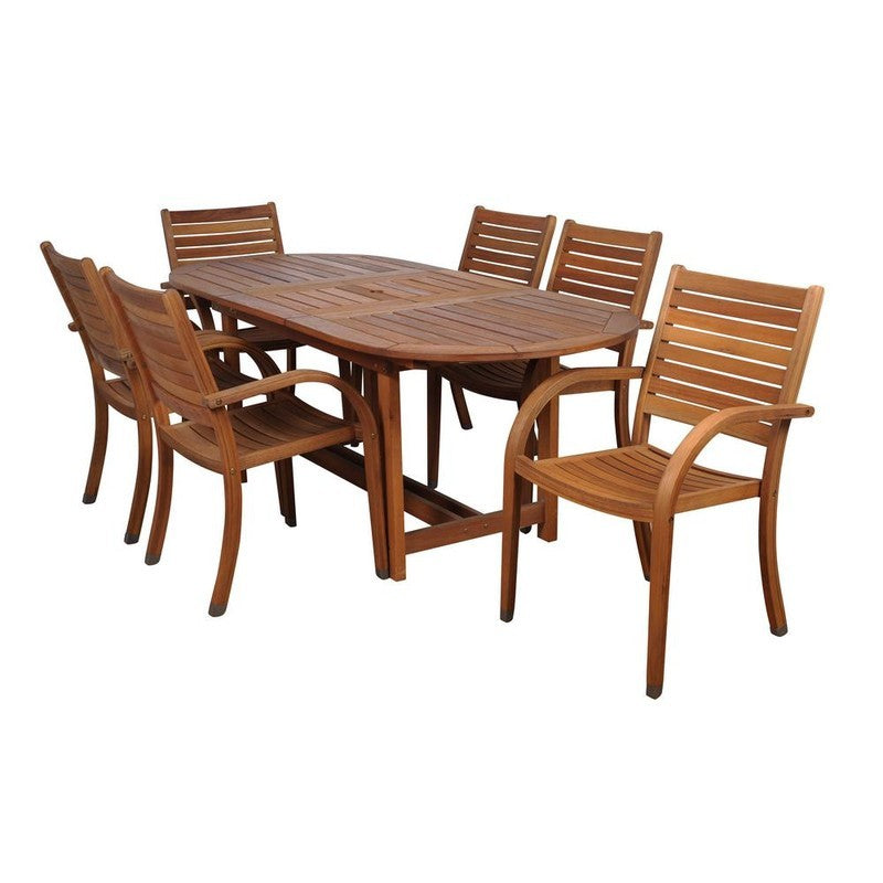 Arizona 7 Piece Eucalyptus Extendable Oval Patio Dining Set