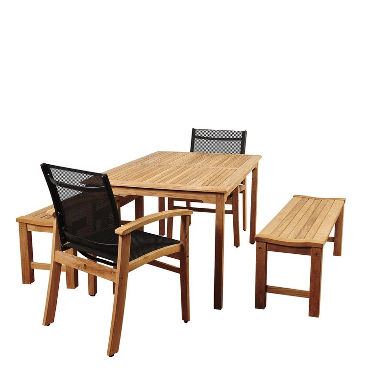 Walnut 5 Piece Teak Dining Set