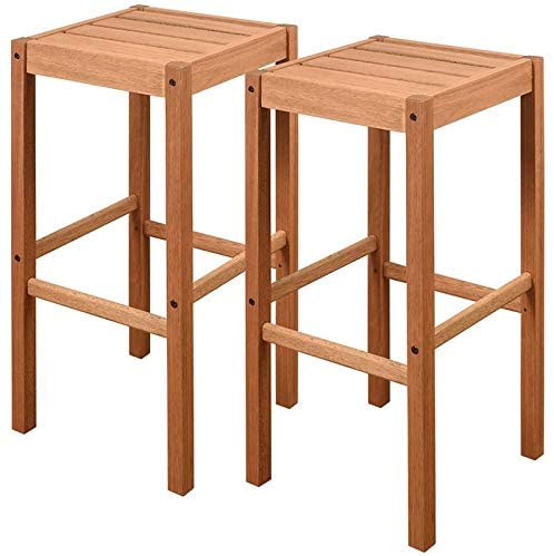 Westerdam 2 piece Eucalyptus Wood Patio Bar Stools