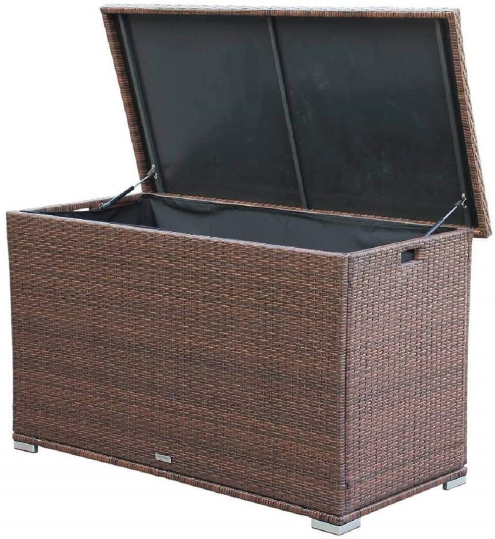 Anita Waterproof Outdoor Patio Storage Deck Box - Brown - Side View