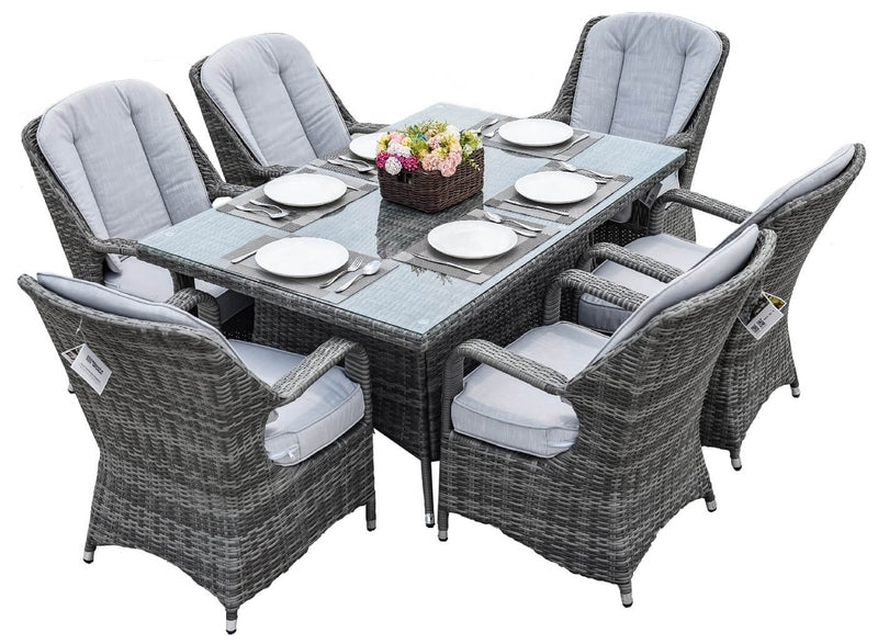 Waverly 7 Piece Outdoor Wicker Patio Furniture Dining Set