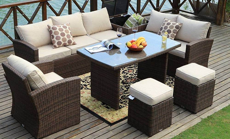 7 Piece Outdoor Patio Furniture Conversation Set