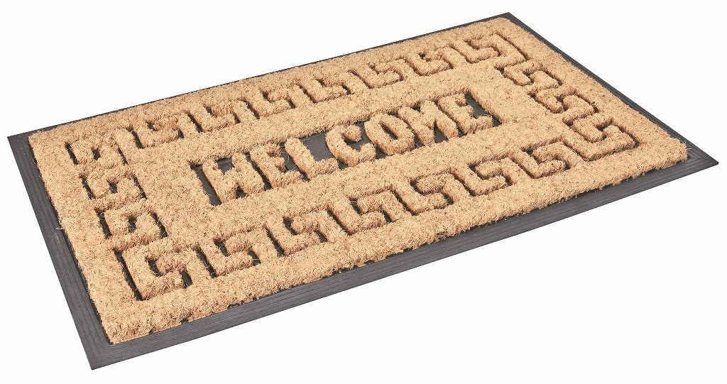 Meandros Rubber Backing Coir Welcome Doormat, 18 x 30 Inches