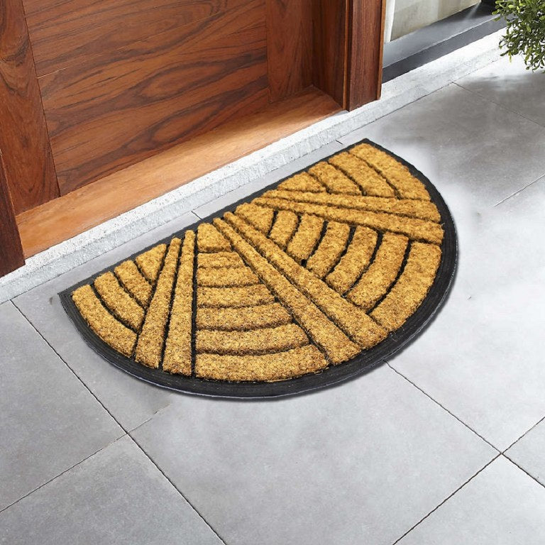 Art Deco Rubber Backing Coir Welcome Doormat - Front View