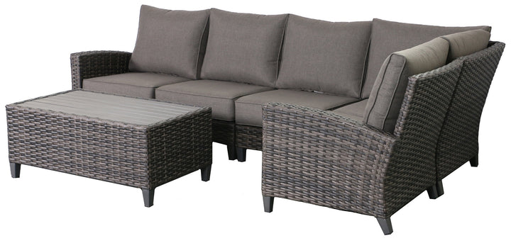 Barbados 5-Piece Outdoor Patio Furniture Sectional Coffee Table Set