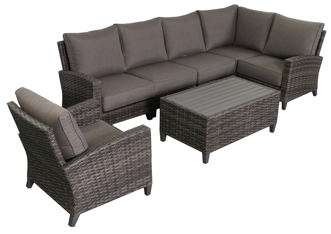 Barbados 5-Piece Outdoor Patio Furniture Sectional Club Chair Set