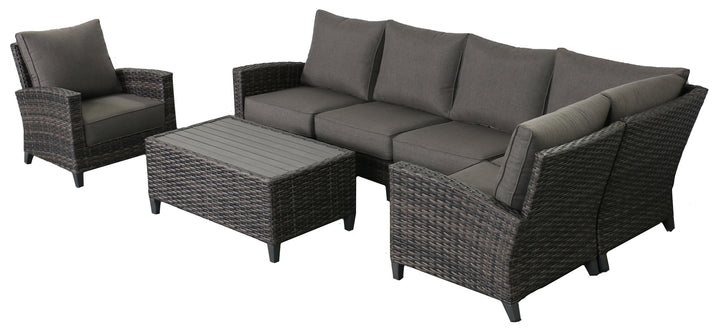 Barbados 5-Piece Outdoor Patio Furniture Sectional Club Chair Set