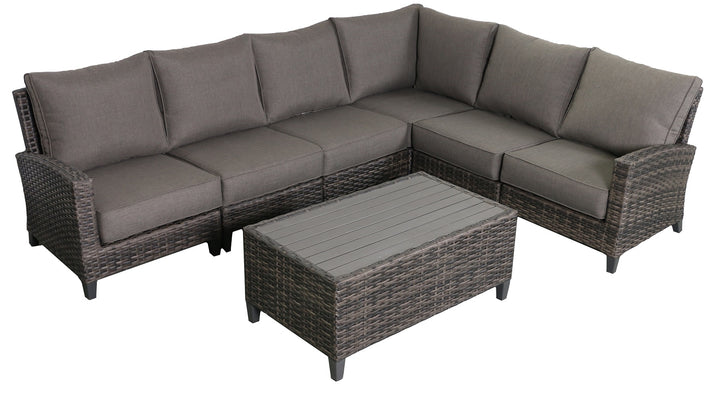 Barbados 6-Piece Outdoor Patio Furniture Sectional and Coffee Table Set
