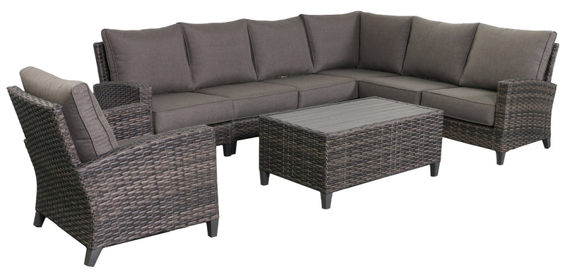 Barbados 6-Piece Outdoor Patio Furniture Sectional and Club Chair Set