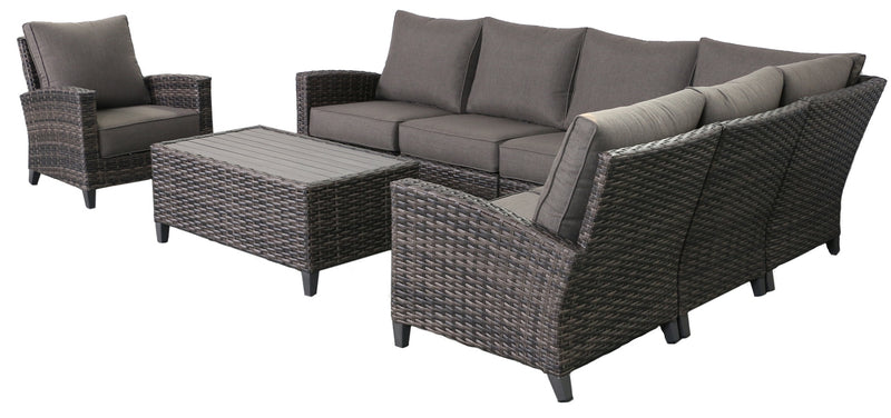 Barbados 6-Piece Outdoor Patio Furniture Sectional and Club Chair Set