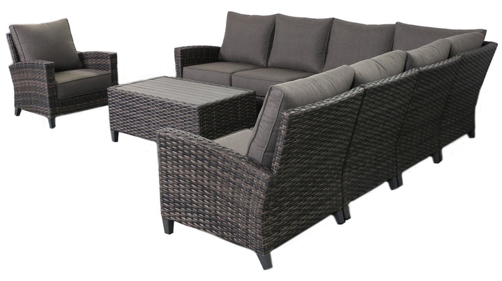 Barbados 7-Piece Outdoor Patio Furniture Sectional and Club Chair Set