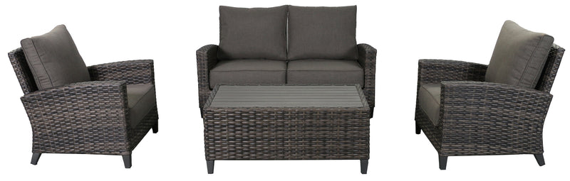 Barbados 5-Piece Outdoor Patio Furniture Love Seat Set