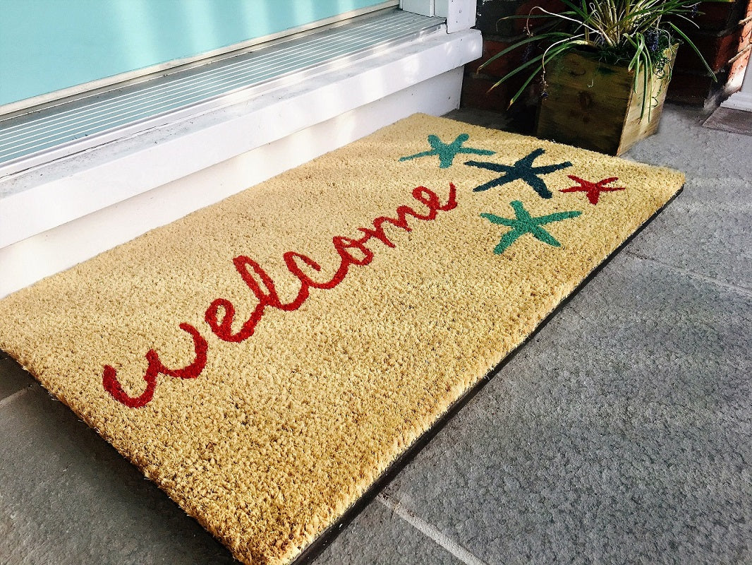 Sand and Starfish Beach Welcome Coco Mat