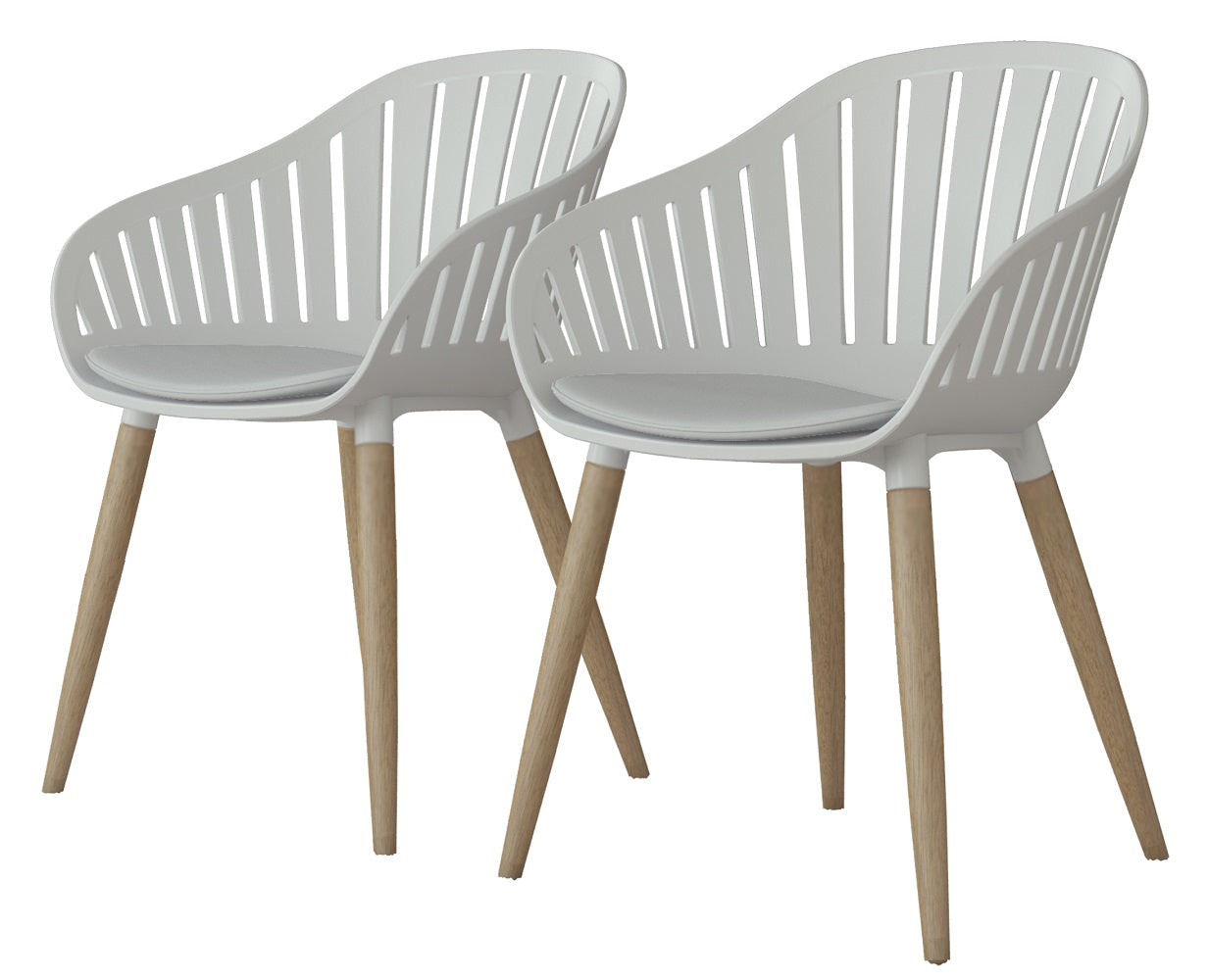 2 Piece Patio Armchair Set - White/Teak