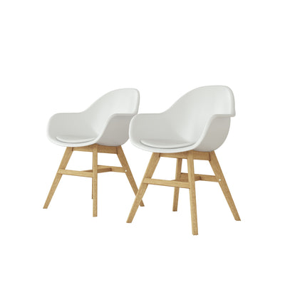 2 Piece Resin Patio Armchair Set - White - Side View