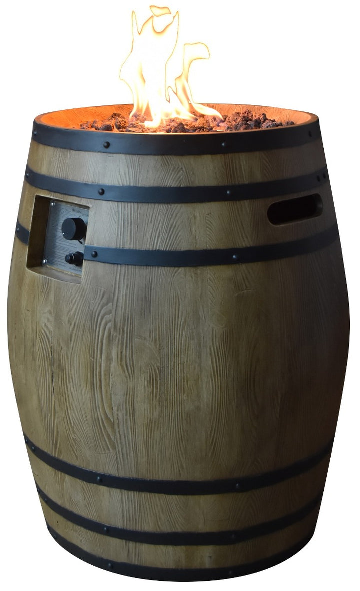 Napa Barrel Outdoor Fire Pit Table Reinforced Concrete - 27 Inch - Liquid Propane